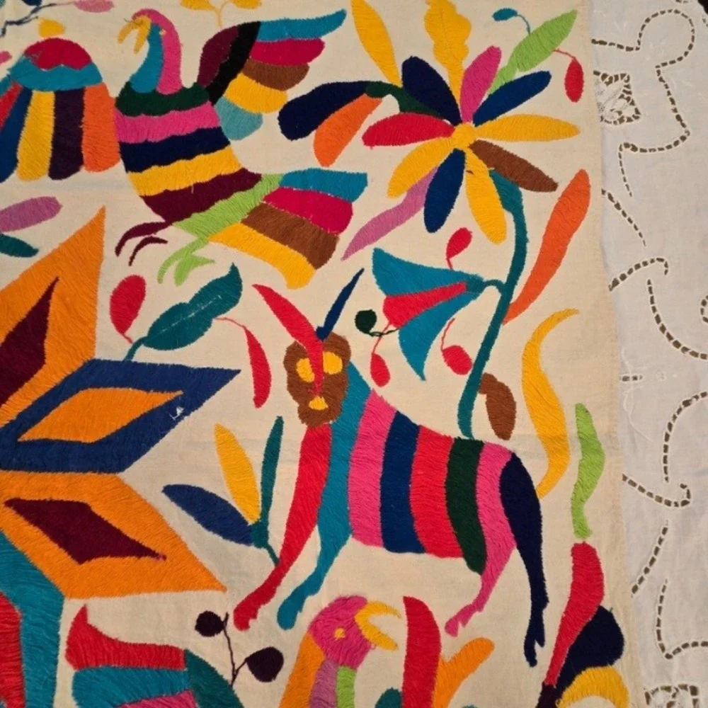 Vintage Otomi Tenango Embroidery Mexican Fold Art Textile Wall Hanging‎ 34